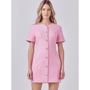Endless Rose Women Short Sleeve Tweed Dress